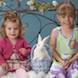 Easter Special: sisters portrait iron bench and bunny