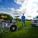 Senior Pictures: Senior boy with drumset and pickup truck in park